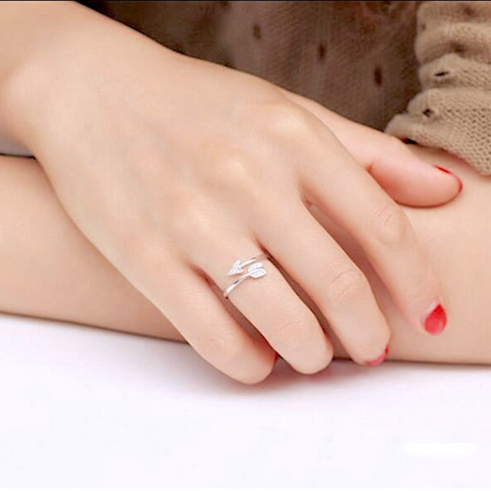 ⚜️[𝟯/$𝟭𝟴]⚜️NEW CZ Silver Arrow Bohemian Adjustable Ring - Picture 5 of 10